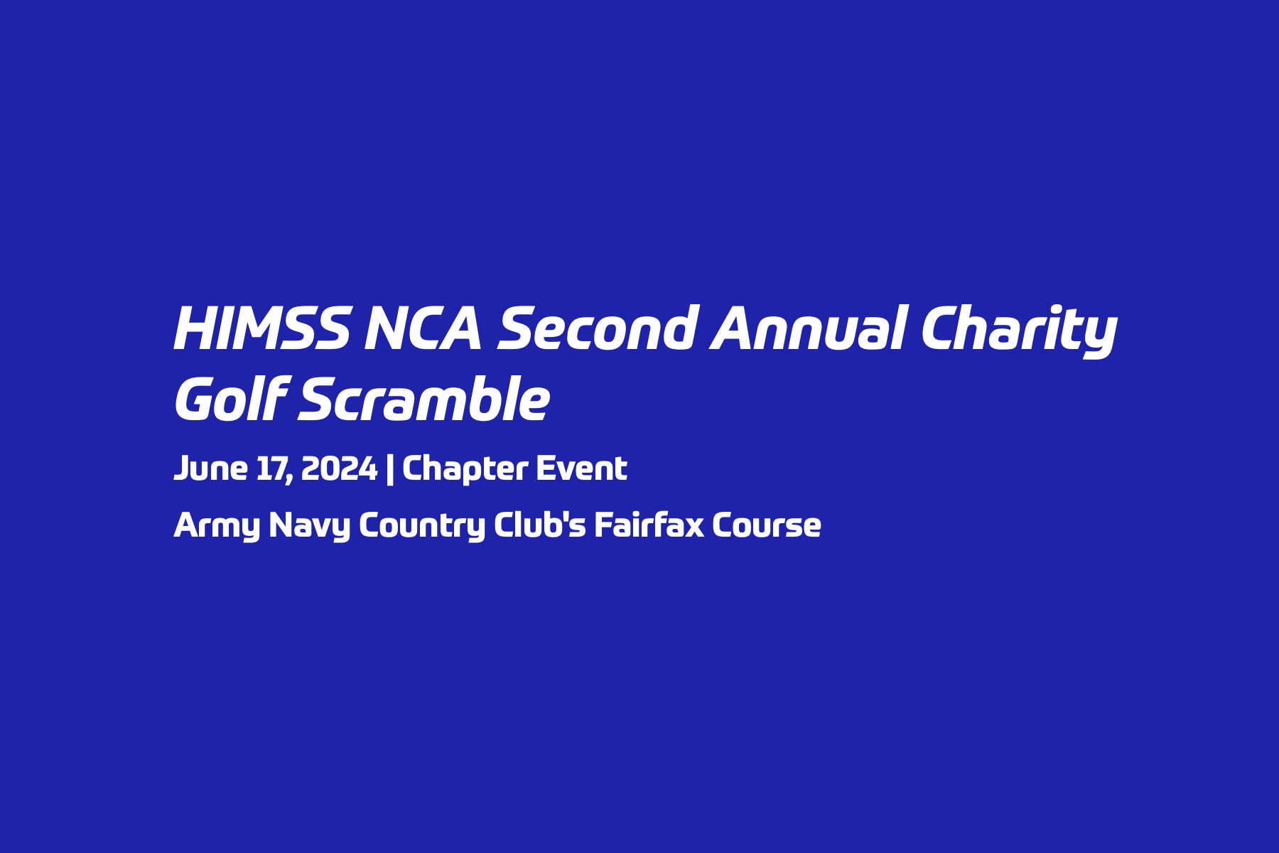 HIMSS NCA Annual Charity Golf Scramble